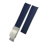 EDVENA Cinturini in gomma siliconica 19mm 20mm 21m compatibili con Longines Hydroconquest L3.781 L3 41mm 43mm quadrante cinturino orologio impermeabile Conquest(Blue silver,19MM_WITH LETTERS)
