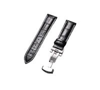 EDVENA Cinturino di ricambio for orologio in morbida pelle, cinturini da polso universali con chiusura a farfalla da 12/13/14/15/16/17/18/19/20/21/22/23/24 mm(Black-White,12mm,Silver Buckle)