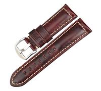 EDVENA Cinturino for orologio fatto a mano blu da 20 mm, 22 mm, 24 mm con fibbia nera, cinturino for orologio in pelle cerata e olio vintage, compatibile con cinturini for orologi Fossil(Red S,26mm)