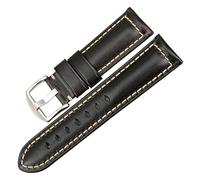 EDVENA Cinturino for orologio fatto a mano blu da 20 mm, 22 mm, 24 mm con fibbia nera, cinturino for orologio in pelle cerata e olio vintage, compatibile con cinturini for orologi Fossil(Black S,26mm)