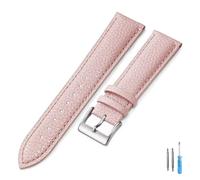 EDVENA Cinturino for orologio in vera pelle da 16 mm, 18 mm, 20 mm, 22 mm, 24 mm, compatibile con cinturini da polso di qualità for uomo e donna.(Pink-S,18mm)