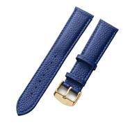 EDVENA Cinturino In Vera Pelle Da Donna In Morbida Pelle Di Litchi Cinturino In Pelle Di Vacchetta Cinturino For Orologio Da Uomo Impermeabile 14 16 18mm Accessori For Catena Di Orologi(Blue gold buck