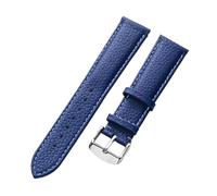 EDVENA Cinturino In Vera Pelle Da Donna In Morbida Pelle Di Litchi Cinturino In Pelle Di Vacchetta Cinturino For Orologio Da Uomo Impermeabile 14 16 18mm Accessori For Catena Di Orologi(Blue white lin