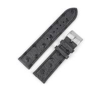 EDVTK35 Canda d'orologeria in Pelle Genuina Vintage 18 mm 20mm 22 mm motivano di Struzzo Cinghia di Orologio Nero Compatibile con Accessori for Orologi da Uomo(Gray Black_20mm)