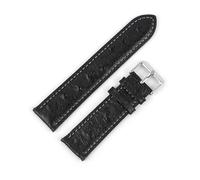 EDVTK35 Canda d'orologeria in Pelle Genuina Vintage 18 mm 20mm 22 mm motivano di Struzzo Cinghia di Orologio Nero Compatibile con Accessori for Orologi da Uomo(Black-White Line_22mm)
