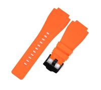 EDVTK35 Cinturino For Orologio In Gomma Morbida Compatibile Con La Serie Bell & Ross BR-01 BR-03 Bocca Convessa Nera 24x35 Mm(Orange,Black buckle)