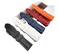 EDVTK35 Cinturino in Gomma siliconica 22mm 24mm 26mm Nero Blu Rosso Arancione Bianco Cinturino Compatibile con Cinturino Panerai Impermeabile Tang(24mm Red_with Rose Buckle)