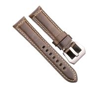 EDVTK35 Cinturino per orologio in pelle di mucca, in vera pelle per uomini e donne, blu, verde, giallo, rosso, cera d'olio, 20 mm, 22 mm, 24 mm, 26 mm, Green Silver Buckle, 20mm