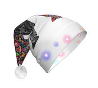 EdWal Allegro elefante stampa Led Natale Beanie Light Up cappelli di Natale, cappelli lavorati a maglia con luci LED, cappello invernale unisex Babbo Natale