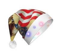 EdWal American Usa Flag Eagle Art Print Led Christmas Beanie Light Up Cappelli di Natale, cappelli a maglia con luci a led, cappello invernale unisex di Babbo Natale