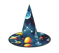 EdWal Astratto Scienza Chimica Stampa Halloween Strega Cappello Costume Accessorio Donne Cappelli Per Halloween Partito Cosplay Per La Casa, Cortile,