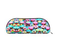 EdWal Astuccio colorato con stampa di dolcetti e cupcake con lecca lecca, astuccio per matite, elegante astuccio per donne, borsa per cosmetici da viaggio, Argento, Taglia unica, Beauty case