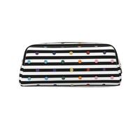EdWal Astuccio grande con glitter arcobaleno a pois a righe bianche e nere con stampa grande astuccio per cancelleria portapenne ufficio università scuola trucco borsa, Oro, Taglia unica, Beauty case