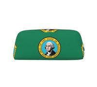 EdWal Astuccio grande con stampa con bandiera Washington, astuccio per cancelleria, per ufficio, università, scuola, trucco, Argento, Taglia unica, Beauty case