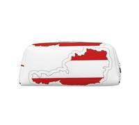 EdWal Astuccio grande con stampa con mappa della bandiera austriaca, astuccio per cancelleria, astuccio per penne da ufficio, università, scuola, trucco, Argento, Taglia unica, Beauty case