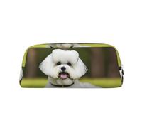 EdWal Astuccio grande con stampa di cane Bichon Frise, astuccio per cancelleria, per ufficio, università, scuola, trucco, Argento, One Size, Beauty case
