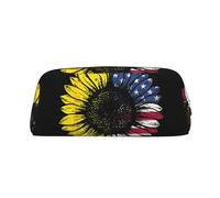 EdWal Astuccio grande con stampa di girasole bandiera americana astuccio per matite astuccio cancelleria penna borsa ufficio college scuola trucco borsa, Oro, Taglia unica, Beauty case