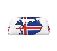 EdWal Astuccio grande con stampa di mappa della bandiera dell'Islanda, astuccio per cancelleria, astuccio per penne da ufficio, università, scuola, trucco, Argento, Taglia unica, Beauty case
