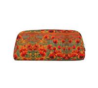 EdWal Astuccio grande con stampa di papaveri e fiori, astuccio per cancelleria, per ufficio, università, scuola, trucco, Argento, One Size, Beauty case