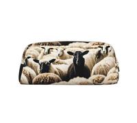 EdWal Astuccio grande con stampa di pecore e agnelli, astuccio per cancelleria, per ufficio, università, scuola, trucco, Oro, Taglia unica, Beauty case