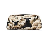 EdWal Astuccio grande con stampa di pecore e agnelli, astuccio per cancelleria, per ufficio, università, scuola, trucco, Argento, One Size, Beauty case