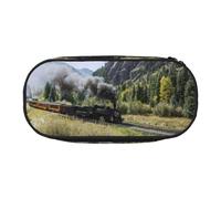 EdWal Astuccio grande con stampa di treno a vapore locomotiva grande astuccio portapenne cancelleria portapenne ufficio università scuola, Nero , Taglia unica, Organizer per borse