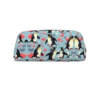 EdWal Astuccio grande con stampa "I Love Penguins", astuccio per cancelleria, per ufficio, università, scuola, trucco, Argento, Taglia unica, Beauty case