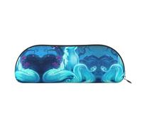 EdWal Astuccio per il trucco con stampa di volpe blu magico astuccio portamatite elegante per le donne, astuccio per cosmetici da viaggio, Argento, One size, Beauty case