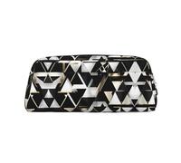 EdWal Astuccio per matite alla moda moderno nero bianco oro triangolo stampa grande astuccio cancelleria penna borsa ufficio college scuola trucco borsa, Argento, One Size, Beauty case