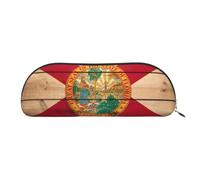 EdWal Astuccio per matite con stampa a grana di legno con bandiera della Florida, astuccio elegante per donne, borsa per cosmetici da viaggio, Oro, Taglia unica, Beauty case