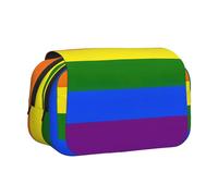 EdWal Astuccio per matite con stampa arcobaleno in tela, astuccio per matite di grande capacità, organizer multifunzionale