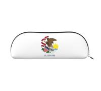 EdWal Astuccio per matite con stampa bandiera dello stato dell'Illinois, astuccio per matite, elegante astuccio per donne, borsa per cosmetici da viaggio, Argento, Taglia unica, Beauty case