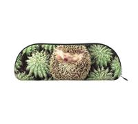EdWal Astuccio per matite con stampa di cactus, con ricci, elegante astuccio per donne, borsa per cosmetici da viaggio, Argento, Taglia unica, Beauty case