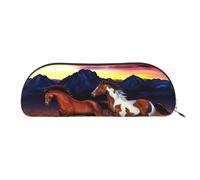 EdWal Astuccio per matite con stampa di cavalli che corrono, astuccio per matite, elegante astuccio per donne, borsa per cosmetici da viaggio, Argento, Taglia unica, Beauty case