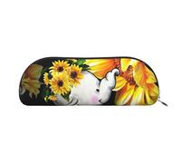 EdWal Astuccio per matite con stampa di elefanti e girasoli con madre e bambino, astuccio per matite, elegante astuccio per donne, borsa per cosmetici da viaggio, Argento, Taglia unica, Beauty case