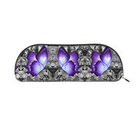 EdWal Astuccio per matite con stampa di farfalle viola, astuccio per matite, elegante astuccio per donne, borsa per cosmetici da viaggio, Oro, Taglia unica, Beauty case