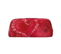 EdWal Astuccio per matite con stampa di fiori rossi a forma di cuore per San Valentino, grande astuccio per cancelleria, per ufficio, università, scuola, trucco, Argento, Taglia unica, Beauty case