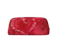 EdWal Astuccio per matite con stampa di fiori rossi a forma di cuore per San Valentino, grande astuccio per cancelleria, per ufficio, università, scuola, trucco, Oro, Taglia unica, Beauty case