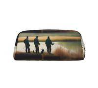 EdWal Astuccio per matite con stampa di pescatori sul lago, grande, astuccio per cancelleria, astuccio per penne per ufficio, università, scuola, trucco, Oro, Taglia unica, Beauty case