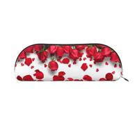 EdWal Astuccio per matite con stampa di petali di rosa rossa, astuccio per matite, elegante astuccio per donne, borsa per cosmetici da viaggio, Argento, Taglia unica, Beauty case