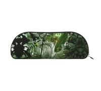EdWal Astuccio per matite con stampa di scena tropicale della giungla della foresta pluviale, astuccio per matite, elegante astuccio per donne, borsa per cosmetici da viaggio, Argento, Taglia unica,