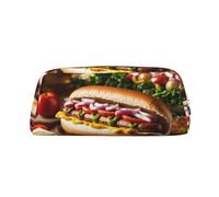 EdWal Astuccio per matite con stampa divertente, con motivo alimentare, grande, per cancelleria, ufficio, università, scuola, trucco, Argento, Taglia unica, Beauty case