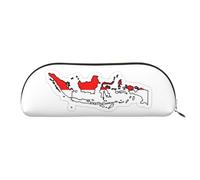 EdWal Astuccio per matite con stampa mappa della bandiera dell'Indonesia, astuccio per matite elegante da donna, borsa per cosmetici da viaggio, Oro, One Size, Beauty case