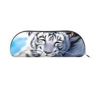 EdWal Astuccio per matite con stampa tigre bianca, astuccio per matite, elegante astuccio per donne, borsa per cosmetici da viaggio, Argento, Taglia unica, Beauty case