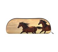 EdWal Astuccio portapenne da donna con motivo cavallo e strisce, elegante astuccio da trucco da viaggio, Argento, One Size, Astuccio da toilette