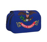 EdWal Astuccio portapenne in tela con stampa bandiera del Nord Dakota, grande capacità, organizer multifunzionale