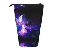 EdWal Astuccio telescopico bianco viola con stampa di farfalle, astuccio carino per cancelleria, penne e cosmetici, Nero , Taglia unica, Organizer per borse