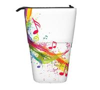 EdWal Astuccio telescopico colorato con stampa di note musicali carino, astuccio per cancelleria, penne e cosmetici, Nero , Taglia unica, Organizer per borse