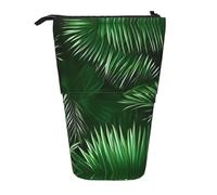 EdWal Astuccio telescopico con foglie verdi di palma e piante tropicali con stampa di piante tropicali, grazioso astuccio per cancelleria, portapenne e cosmetici, Nero , Taglia unica, Organizer per