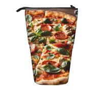 EdWal Astuccio telescopico con stampa 3D Pizza Pepperoni Astuccio carino astuccio per cancelleria portapenne borsa cosmetica, Nero , Taglia unica, Organizer per borse